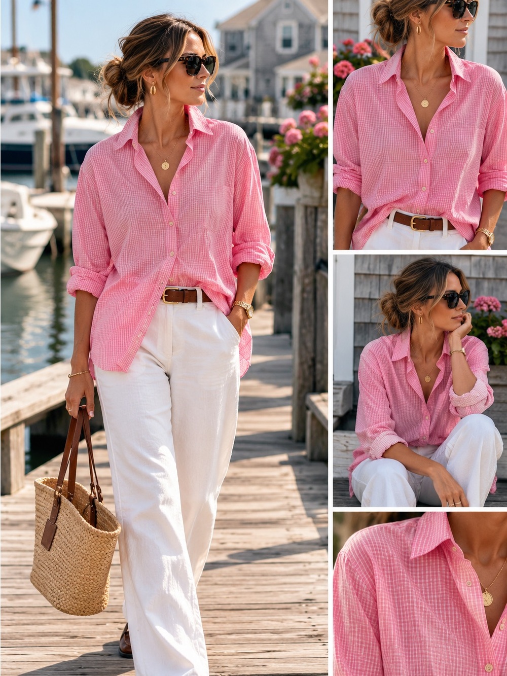 J. Crew Vintage Button down Pink Gingham | Oversized Overshirt Coastal preppy XL